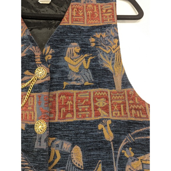 SAM Accoutrements Egyptian Hieroglyph Tapestry Vest Gold Chain Detail Large - Picture 8 of 8